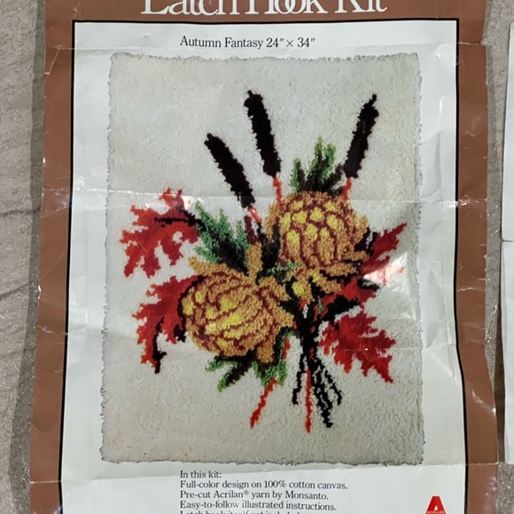VTG Caron Latch Hook Rug Autumn Fantasy 24"×34" 1978 Almost Complete 1978 MCM - Picture 2 of 16